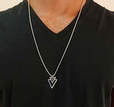 Handmade Long Stainless Steel Necklace For Men Set With Triangle Pendant