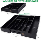 Bamboo Kitchen Drawer Organizer - Expandable Silverware Organizer/Utensil Holder