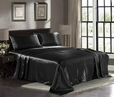 Satin Sheets Twin [3-Piece, Black] Hotel Luxury Silky Bed Sheets - Extra Soft 1800