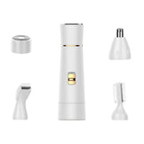 Facial Hair Removal for Women 4 in 1 Hair Removal Waterproof Painless Lady Grooming Kit With Facial Shaver, Body Shaver, Nose Hair and Eyebrow Trimmer with USB Charge (White)