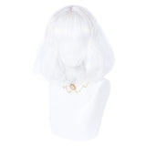 MCOSER 35cm Japan and South Korea Wig Air Bang Paragraph With Daily Harajuku White Color Lolita Wig