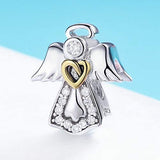 Annmors Feathers Angel Wing Love Heart Shape Charm Bead fits Pandora Charms