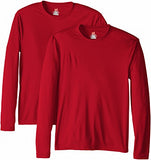 Hanes Men's Long Sleeve Cool Dri T-Shirt UPF 50+, X-Small, 2 Pack ,Deep Red