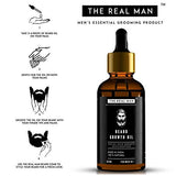Beard Growth Oil by THE REAL MAN. Men's Mustache & Beard Growth Oil,100% Natural & Organic, Conditioner & Softener for Men,50ml (1.69oz). Beard Care With Best Beard Oil - For Best Beard Look
