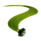 25 Strands Straight Micro Ring Links Locks Beads Keratin Stick I Tip Human Hair Extensions Color # Acid Green