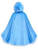 Party Chili Fur Princess Hooded Cape Cloaks Costume for Girls Dress Up Blue