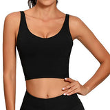 Lemedy Women Sports Bra Longline Crop Tank Top Padded Workout Running Yoga