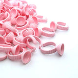 100PCS Pink Disposable Plastic Nail Art Tattoo Glue Rings Holder Eyelash Extension Ring