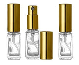 Riverrun Travel Perfume/Cologne Atomizer, Empty Refillable Glass Bottle, Gold Sprayer 1/6 oz 5ml (Set of 3)