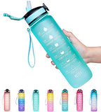 Giotto 32oz Large Leakproof BPA Free Drinking Water Bottle with Time Marker & Straw