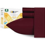 400-Thread-Count Twin XL Sheet Set - Burgundy Red Wine Pure Cotton Sheets