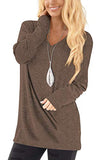 Jescakoo Fall Shirts for Women Long Sleeve Long Tops Loose Fit Coffee S