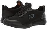 Skechers for Work Women's Squad SR Food Service Shoe, black flat knit