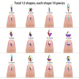 120 Pcs Multi Shapes Glass Crystal AB Rhinestones For Nail Art Craft, Mix 12 Style