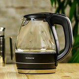 Ovente Portable Electric Glass Kettle 1.5 Liter with Blue LED Light and Stainless Steel Base