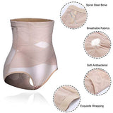 Nebility Women Butt Lifter Shapewear Hi-Waist Double Tummy Control Panty Waist Trainer Body Shaper (S, Beige)