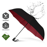 Repel Umbrella Windproof Travel Umbrella with Teflon Coating (Black Red)