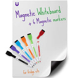 kedudes Magnetic Dry Erase Whiteboard Sheet 17" x 11" with a Set of 6 Markers