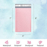 UCGOU 4x8" Light Pink Bubble Mailers Padded Envelopes Shipping Bags 50pcs