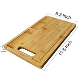 HHXRISE Organic Bamboo Cutting Board For Kitchen, With 2 Built-In Compartments