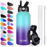 GLINK Stainless Steel Water Bottle with Straw - 32 oz Wide Mouth Double Wall Vacuum