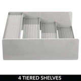 mDesign Plastic Bathroom Storage Organizer Shelf for Cabinet, Vanity, Countertop - Holds Vitamins, Supplements, Medicine Bottles, Essential Oils, Nail Polish, Cosmetics - 4 Level Storage - Light Gray