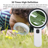 Magnifying Glass with Light, 30X Handheld Large Magnifying Glass 12 LED Illuminated