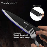 Wanbasion 6 Pieces Matte Black Titanium Plated Knife Set Stainless Steel Forged