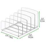 mDesign Plastic Divided Makeup Organizer for Bathroom Countertops, Vanities, Cabinets - Cosmetic Storage Solution for, Eyeshadow Palettes, Contour Kits, Blush, Face Powder - 5 Sections, 2 Pack - Clear