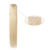 Komifa Remy Hair Extension Clip in Hair Extension Human Hair, Straight Virgin Hair Weft, Soft Natural Real Hair 100 Grams (16 Inch, #613 Bleach Blonde)