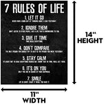 7 Rules of Life Motivational Poster - Printed on Premium Cardstock Paper - Sized 11 x 14