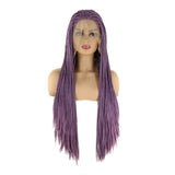 BTWTRY Purple Braided Wig Micro Braided Hair Synthetic Lace Front Wigs for Black Women Heat Resistant Fiber Hair Lavender Box Braids Wig African American Hair (24inch, Purple)