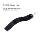 Loop Remy Hair Extensions Human Hair Silicone Micro Ring Beads Stick Tipped Hair Fish Line Link Hairpieces Hand Tied 1g/Strand 50 Individual Strands 50g Highlight 22 Inch #1 Jet Black