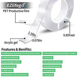 EZlifego Double Sided Tape Heavy Duty (9.85FT), Multipurpose Removable Mounting Tape Adhesive Grip,Washable Strong Sticky Wall Tape Strips