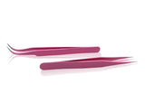 Pink Curved and Straight Tweezers Professional Tweezer Set - 2 Tweezers Great For Facial, Ear, Nose & Ingrown Hair Remover Treatment. Make Perfect Eyebrow Shapes