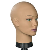 Bald Female Training Head Wig Head Professional Cosmetology for Wig Making and Display Hat Helmet Glasses or Masks Display Head Model with Free Clamp Stand