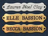 SADDLE NAME PLATE ORNATE Small Thick Solid Brass Custom Engraved