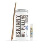 SKINNY & CO. Peppermint Coconut Oil Pulling Kit -- Includes 100% Raw Coconut Oil, Bamboo Spoon, & Coconut Lip Balm-For Healthier Teeth & Gums, Natural Teeth Whitening, Cleaning, Chemical Free, 8.5 oz.