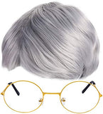 Beefunny Old Man Wig and Glasses Grandpa Costume Accessories Inflatable