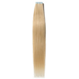 Tape in Hair Extensions Blonde 100% Remy Human Hair 12''-24'' Double Side Tape Seamless Skin Weft Rooted Tape on Natural Hair Extensions 20pcs Long Straight Silky(14 inch 60g,#613 Bleach Blonde)