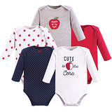 Hudson Baby Unisex Baby Cotton Long-sleeve Bodysuits, Apple, 0-3 Months US