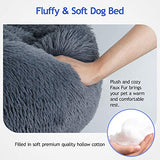 Dog Bed, Comfortable Round Donut Cuddler Pet Bed, Self-Warming Faux Fur Dog Cat