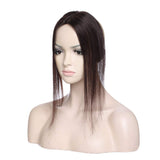 20 Inch Human Hair Clip in Toppers for Women Thin Clip on Crown Top Hairpiece Silk Base Natural Toupee for Thinning Hair #2 Dark Brown