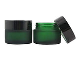 30ML(1 OZ) Green Glass Empty Refillable Cosmetic Cream Jar Pot Bottle Container With Black Cap for Salve Face Cream Lip Balm Lotion And DIY Homemade Products (4PCS)