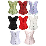 Women's Lacing Corset Top Satin Floral Boned Overbust Body Shaper