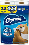 Charmin Ultra Soft Cushiony Touch Toilet Paper, 24 Family Mega Rolls = 123 Regular Rolls