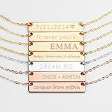 Personalized Necklace Silver Name Plate Bar Gold Necklace Custom Silver Necklace