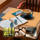 ABRAIGO 24"x 14" Large Natural Cork & PU Leather Desk Pad, Double-Sided Desk Mat