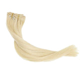 Komifa Remy Hair Extension Clip in Hair Extension Human Hair, Straight Virgin Hair Weft, Soft Natural Real Hair 100 Grams (18 Inch, #60 Platinum Blonde)