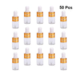 Beaupretty 50Pcs Clear Glass Dropper Bottle 2ml Mini Essential Oils Sample Dropper Vails Subpackaging Bottle Refillable Bottle for Travel Perfume Cosmetic Liquid